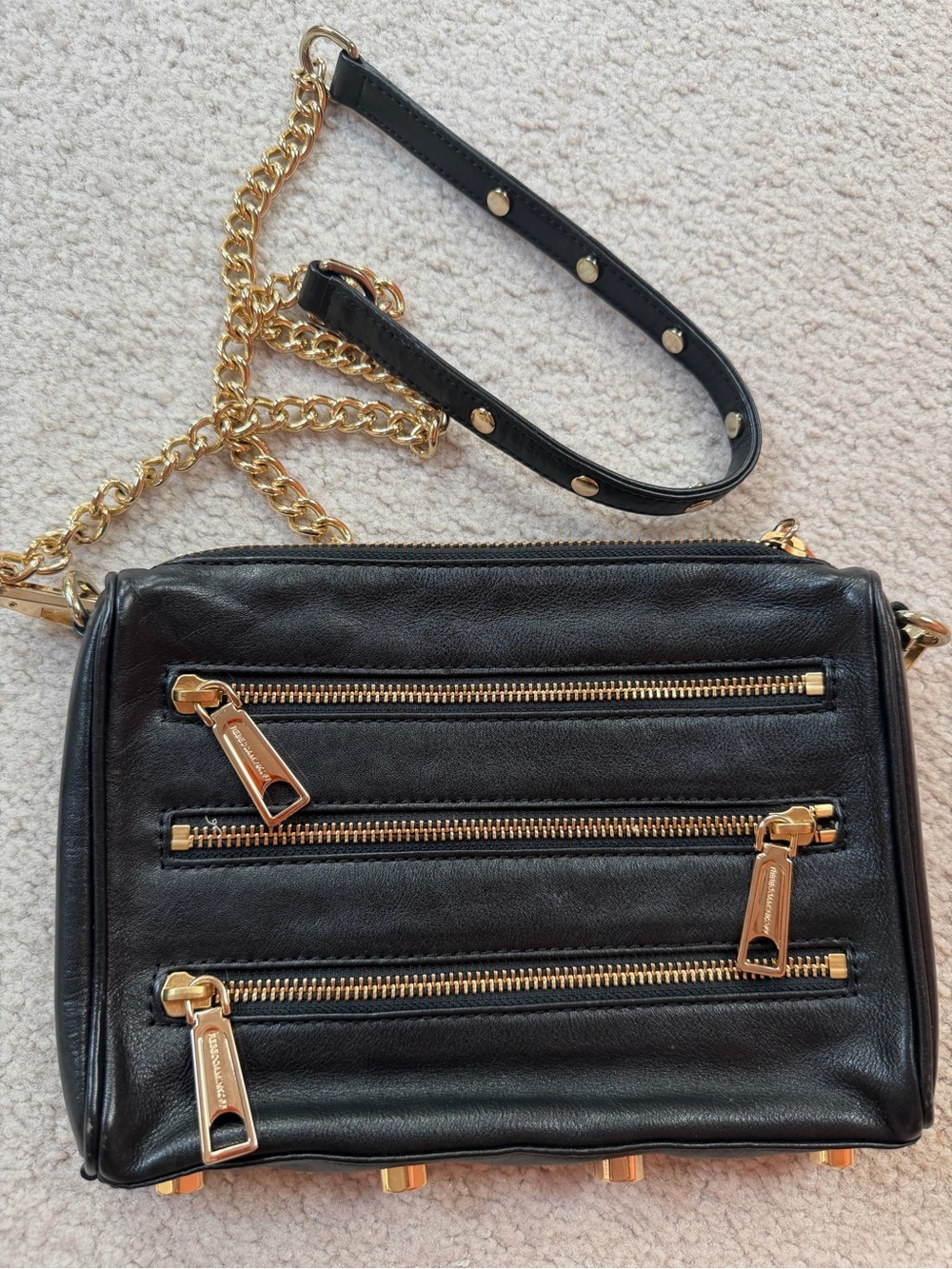 Rebecca Minkoff crossbody bag black leather chain strap - Picture 4 of 7